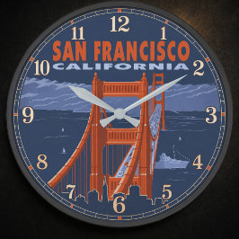 San Francisco California Golden Gate Bridge ラージ壁時計