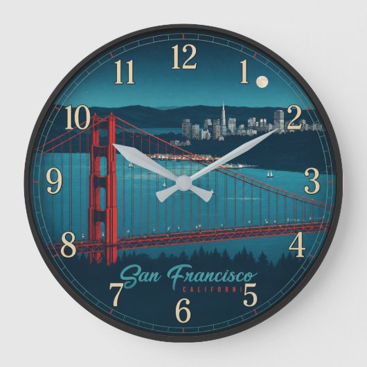 San Francisco California Golden Gate Bridge ラージ壁時計 (正面)