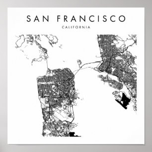 San Francisco California Minimal Modern Street Map ポスター