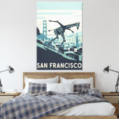 San Francisco canvas print styled in WPA art キャンバスプリント (インサイチュ (寝室))