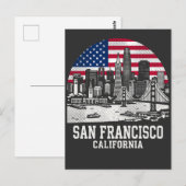 San Francisco City California American Flag ポストカード (正面/裏面)