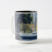 San Francisco City View through Metal Frame ツートーンマグカップ (正面左)