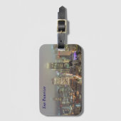 San Francisco Cityscape at Nighttime Luggage Tag ラゲッジタグ (正面縦)