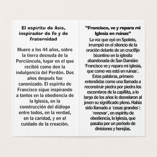 San Francisco de Asis Folded Card (内部フラット)