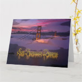 "San Francisco Dreams" ゴールデンゲートブリッジ 日没 カード (黄色い花)