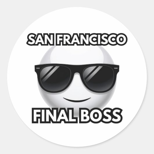 San Francisco Final Boss Cool Emoji Sticker ラウンドシール (正面)