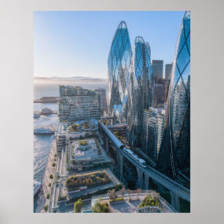 San Francisco Futuristic City Ocean Vista ポスター