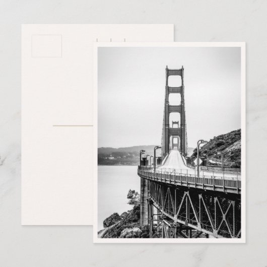 San Francisco Golden Gate Bridge Black & White ポストカード (正面/裏面)