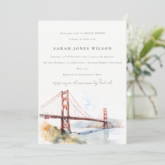 San Francisco Golden Gate Bridge Bridal Shower 招待状 (スタンド正面)