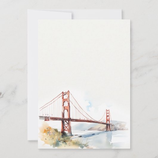 San Francisco Golden Gate Bridge Couples Shower 招待状 (裏面)