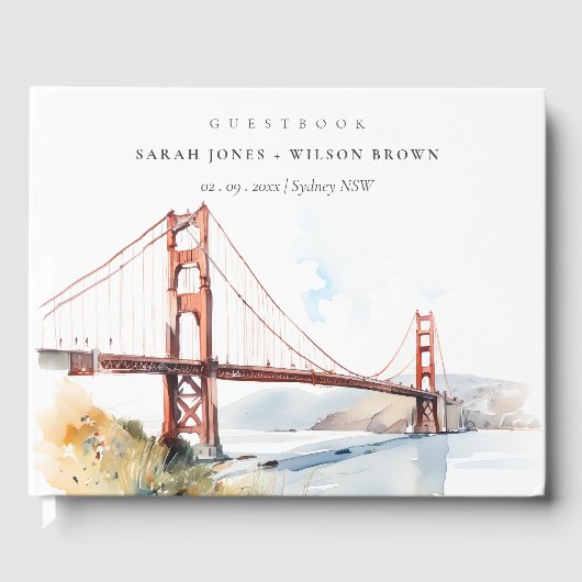 San Francisco Golden Gate Bridge Landscape Wedding ゲストブック (正面)