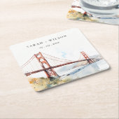 San Francisco Golden Gate Bridge Landscape Wedding スクエアペーパーコースター (アングル)