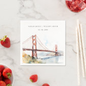San Francisco Golden Gate Bridge Landscape Wedding スタンダードカクテルナプキン (インサイチュ)