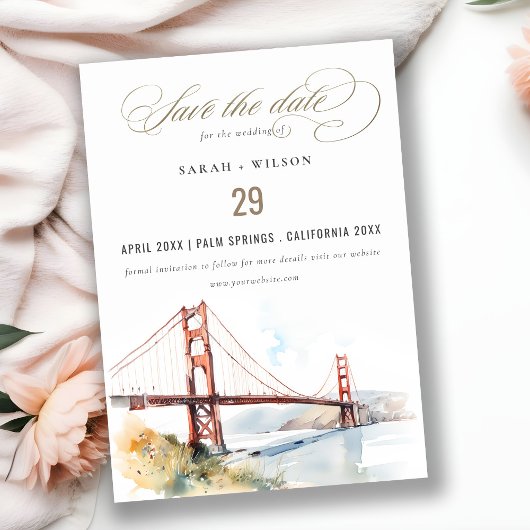 San Francisco Golden Gate Bridge Landscape Wedding セーブザデート