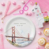 San Francisco Golden Gate Bridge Landscape Wedding ペーパープレート (パーティー)