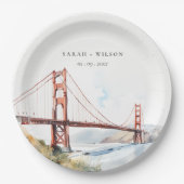 San Francisco Golden Gate Bridge Landscape Wedding ペーパープレート (正面)