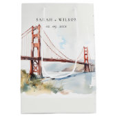 San Francisco Golden Gate Bridge Landscape Wedding ミディアムペーパーバッグ (裏面)