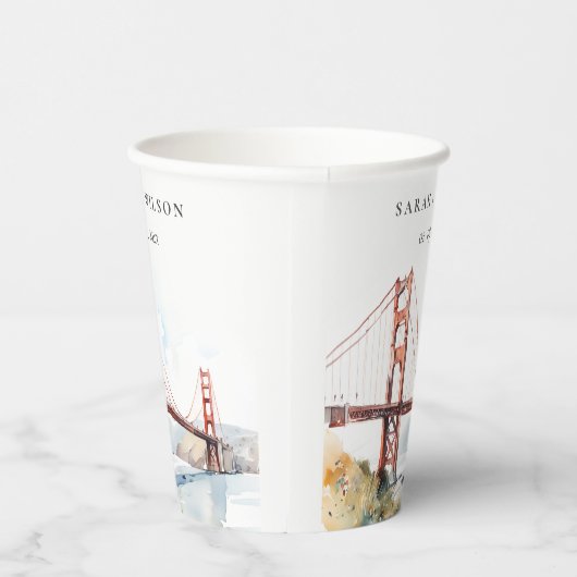 San Francisco Golden Gate Bridge Landscape Wedding 紙コップ (右)