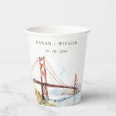 San Francisco Golden Gate Bridge Landscape Wedding 紙コップ (正面)