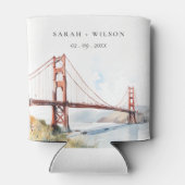 San Francisco Golden Gate Bridge Landscape Wedding 缶クーラー (裏面)