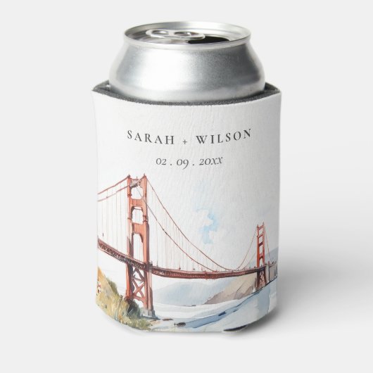 San Francisco Golden Gate Bridge Landscape Wedding 缶クーラー (缶裏面)