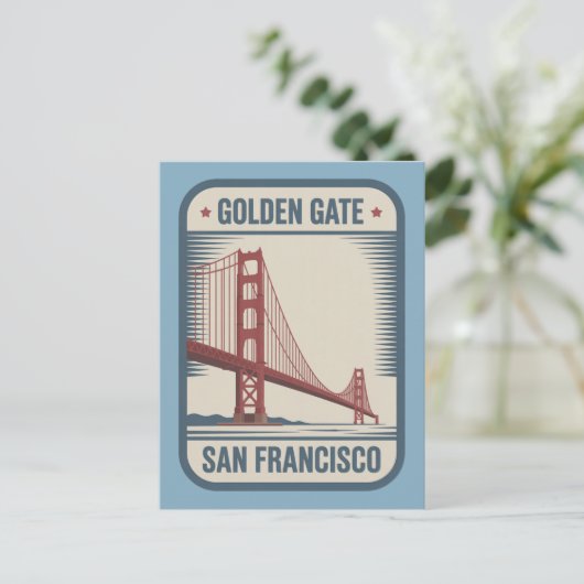San Francisco Golden Gate Bridge Retro ポストカード (スタンド正面)