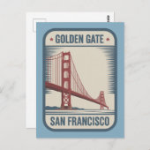 San Francisco Golden Gate Bridge Retro ポストカード (正面/裏面)