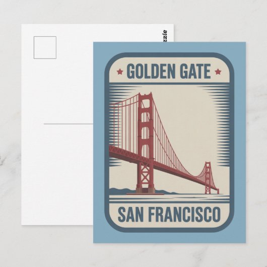 San Francisco Golden Gate Bridge Retro ポストカード (正面/裏面)