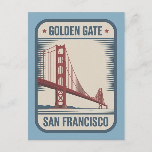 San Francisco Golden Gate Bridge Retro ポストカード (正面)