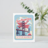 San Francisco Golden Gate Bridge Retro ポストカード (スタンド正面)