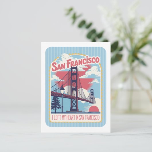 San Francisco Golden Gate Bridge Retro ポストカード (スタンド正面)
