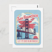 San Francisco Golden Gate Bridge Retro ポストカード (正面/裏面)