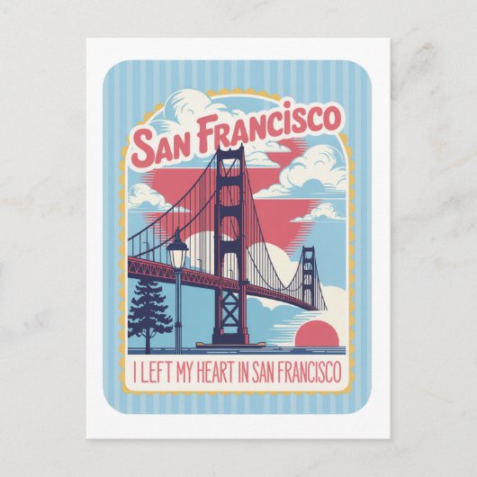 San Francisco Golden Gate Bridge Retro ポストカード (正面)