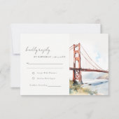 San Francisco Golden Gate Bridge Scape Wedding 出欠カード (正面)