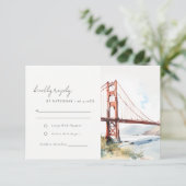 San Francisco Golden Gate Bridge Scape Wedding 出欠カード (スタンド正面)