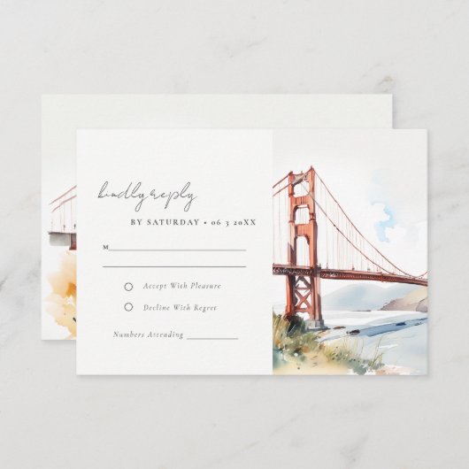 San Francisco Golden Gate Bridge Scape Wedding 出欠カード (正面/裏面)