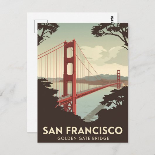 San Francisco Golden Gate Bridge View ポストカード (正面/裏面)