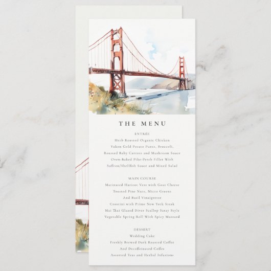 San Francisco Golden Gate Bridge Wedding Menu Card 招待状 (正面/裏面)