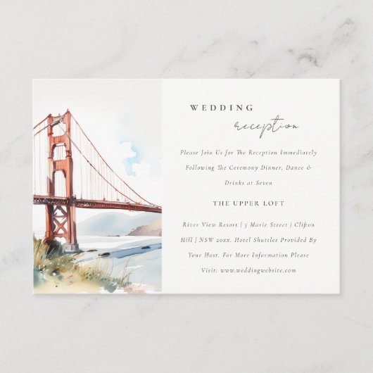 San Francisco Golden Gate Bridge Wedding Reception エンクロージャーカード (正面)