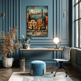 San Francisco: Golden Gate City - Whimsical Art ポスター