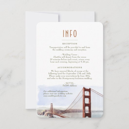San Francisco Golden Gate Insert INFO詳細 招待状 (正面)