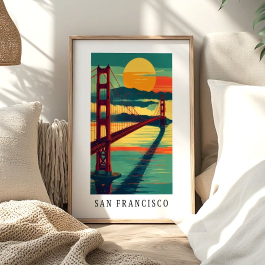 San Francisco Golden Gate Sunset Poster ポスター
