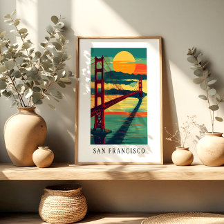 San Francisco Golden Gate Sunset Poster ポスター