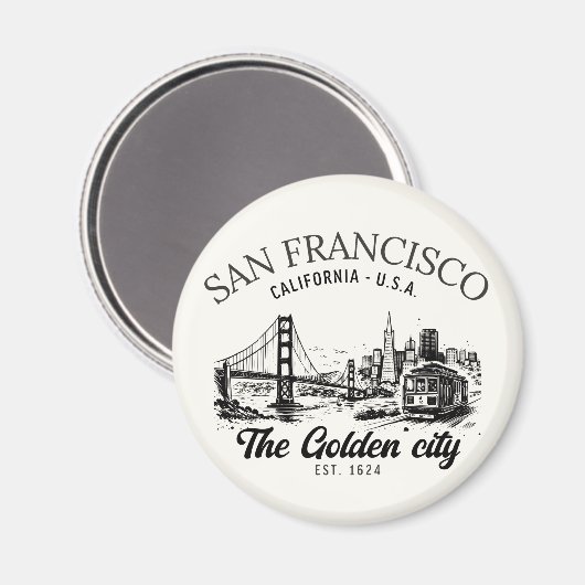 San Francisco Golden Gate Vintage マグネット (正面/裏面)