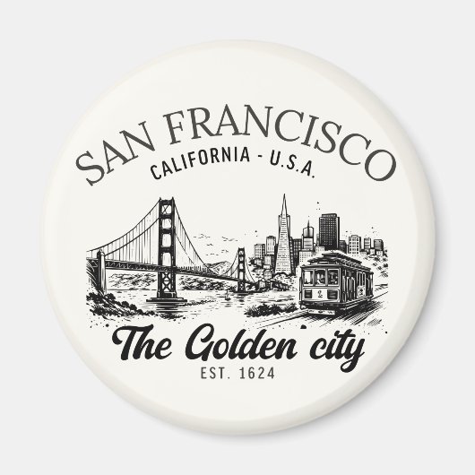 San Francisco Golden Gate Vintage マグネット (正面)