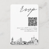 San Francisco Hochzeit Moderne RSVP QR-Code エンクロージャーカード (正面)
