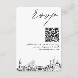 San Francisco Hochzeit Moderne RSVP QR-Code エンクロージャーカード