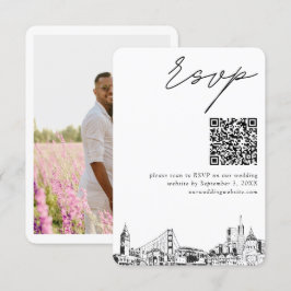 San Francisco Hochzeit Moderne RSVP QR-Code エンクロージャーカード