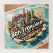 San Francisco Landmarks Golden Gate Bridge 3D Art ジグソーパズル (縦)