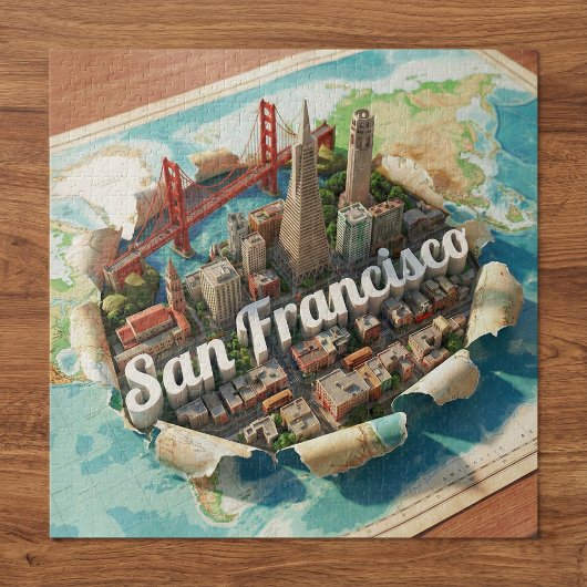 San Francisco Landmarks Golden Gate Bridge 3D Art ジグソーパズル
